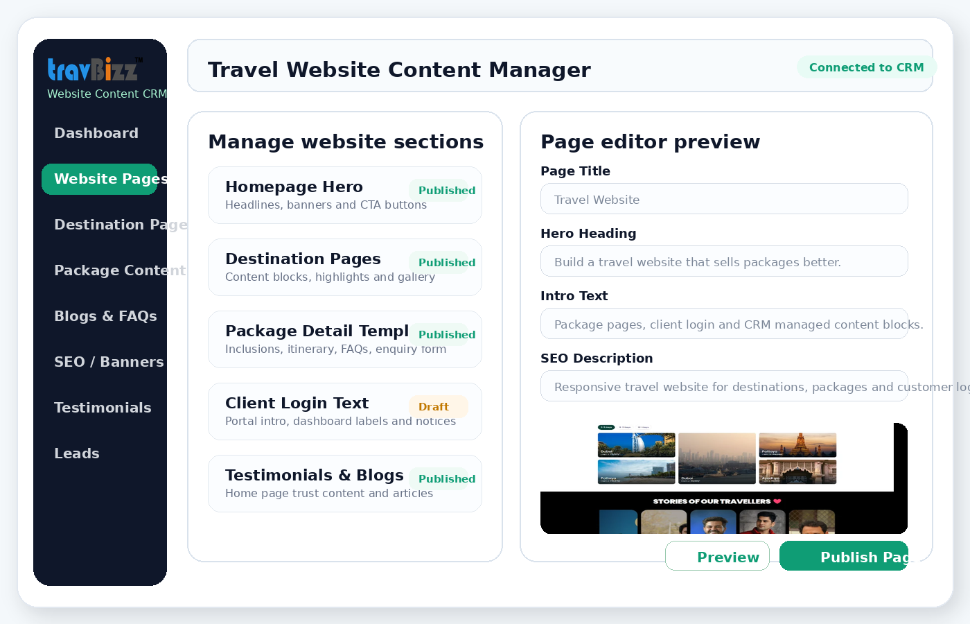 Portal management dashboard preview