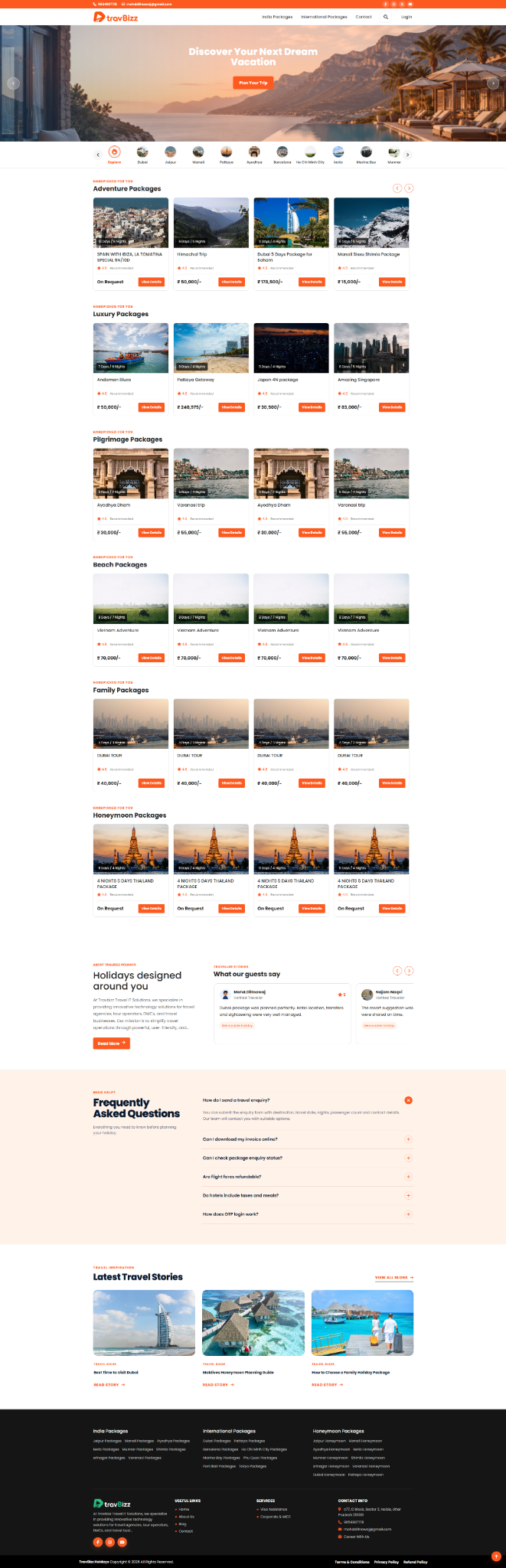 Tablet travel website